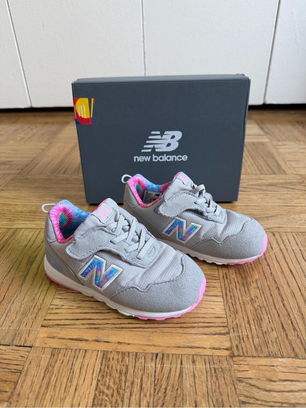 New Balance Kids Gray and Tie-dye Sneakers